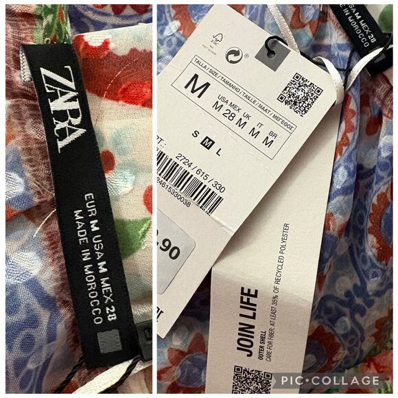 NWT Zara SZ M Multicolor Flowy Dress - Picture 7 of 8